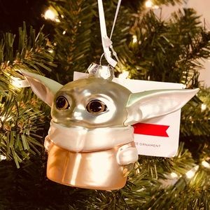 Hallmark Star Wars Blown Glass Christmas Ornament Grogu New W/Tags